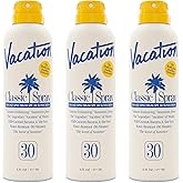 Vacation Classic Sunscreen Spray SPF 30, Water-Resistant, Lightweight, Transparent on All Skin Tones, Dermatologist-Tested, Vegan, 6 Fl. Oz. (Value Pack of 3)