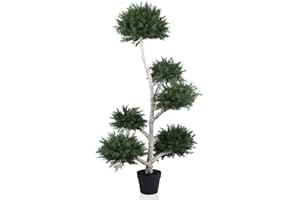 AntHousePlant Artificial Cedar Topiary Ball Tree 4ft Fake Cypress Trees UV Resistant Potted Plant Faux Topiary Tree for Front Porch Home Office Indoor Outdoor Decoration