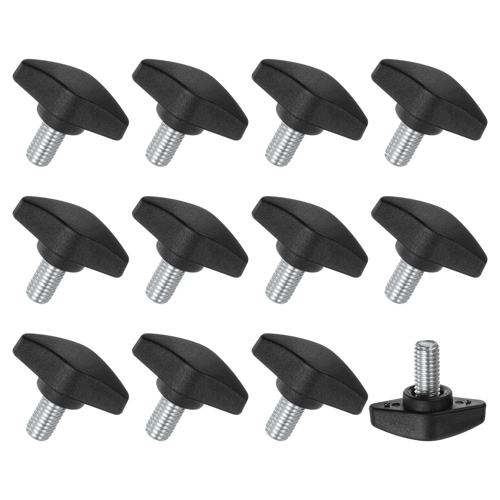 M METERXITY 12-Pack Thumb Screws, M8x14mm Tee Wing Knobs, Plastic T Handles Clamping Knob for Woodworking/Machinery/Equipment, Tightening Thread Thumbscrew [Black] — image 1