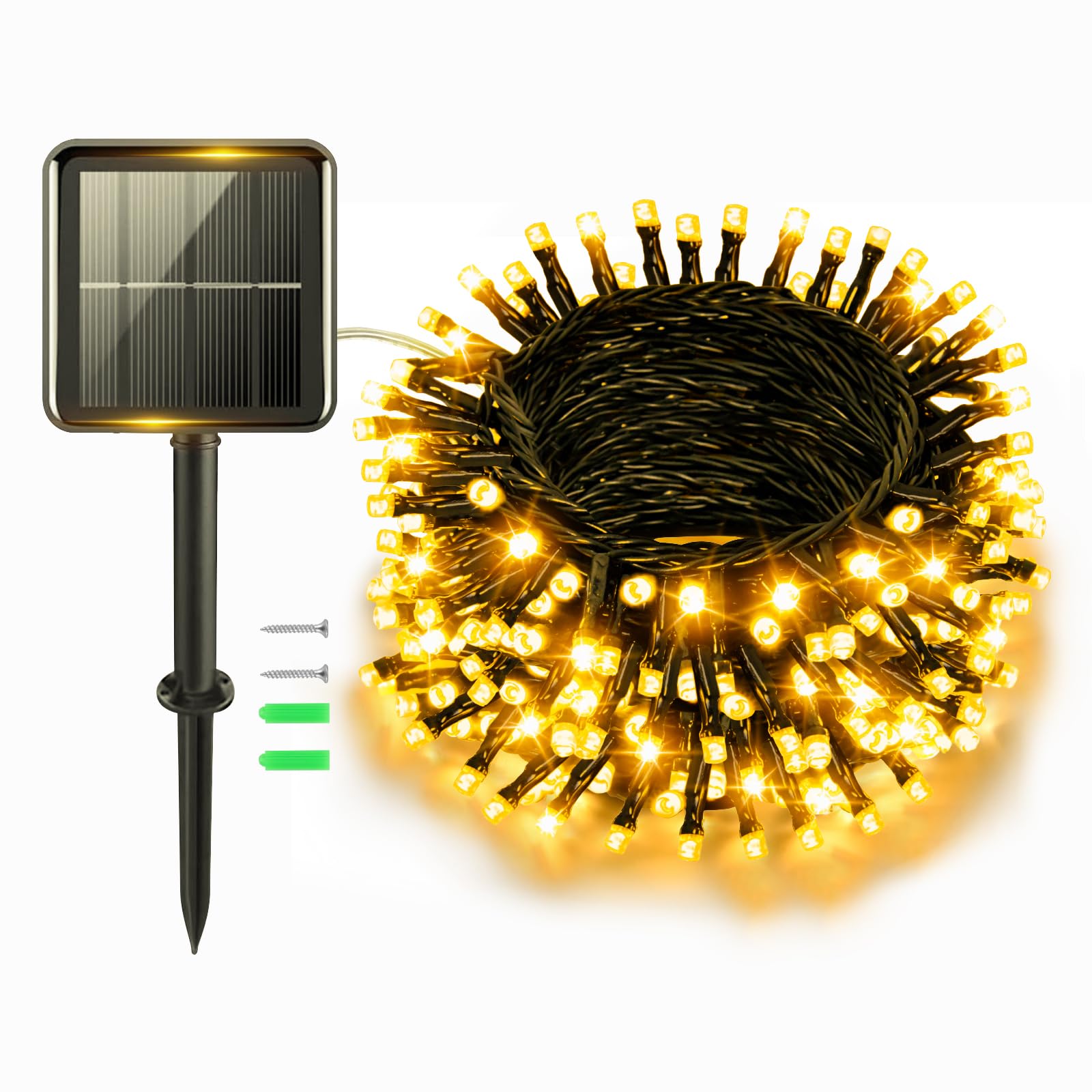 cshare Solar Fairy Lights Outdoor, 5M 50 LED Solar Fairy Lights 8 Modes Waterproof String Lights for Garden,Yard,Christmas Tree,Bedroom Indoor/Outside Decorations(Warm White)