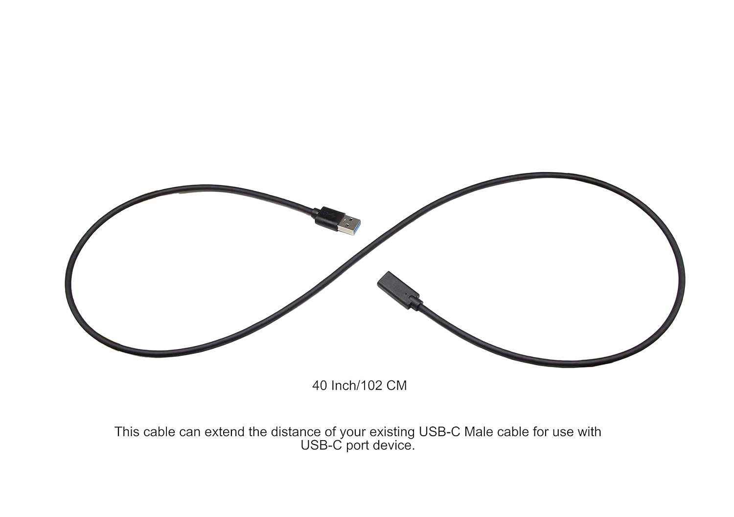 CERRXIAN USB 3.0 A Male to Type C Female Adapter Cable(1M), BLACK - Image 3