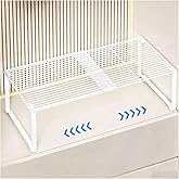 HGZBS Extendable Metal Wire Shelf Organizer - Adjustable 15-24.4in Length, Stackable Storage Rack for Kitchen/Pantry/Bathroom/Shoe Cabinet/Tool Closet (1, White)