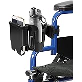 Wheelchair Cup Holder with Phone Holder, 2-in-1 Walker Cup Holder, 360° Rotatable Clamp with Silicone Shock Protection, Accessories for Rollator Walker with Seat, Wheelchair, Walker, Camper, Golf Cart