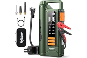 FEJIDAW Jump Starter with Air Compressor,5000A Car Battery Jumper Starter, 16000mAh Battery Jumper Starter Portable for 10L Gas/Diesel Engine with 160PSI Booster,LED Display & Light,Jumper Cables