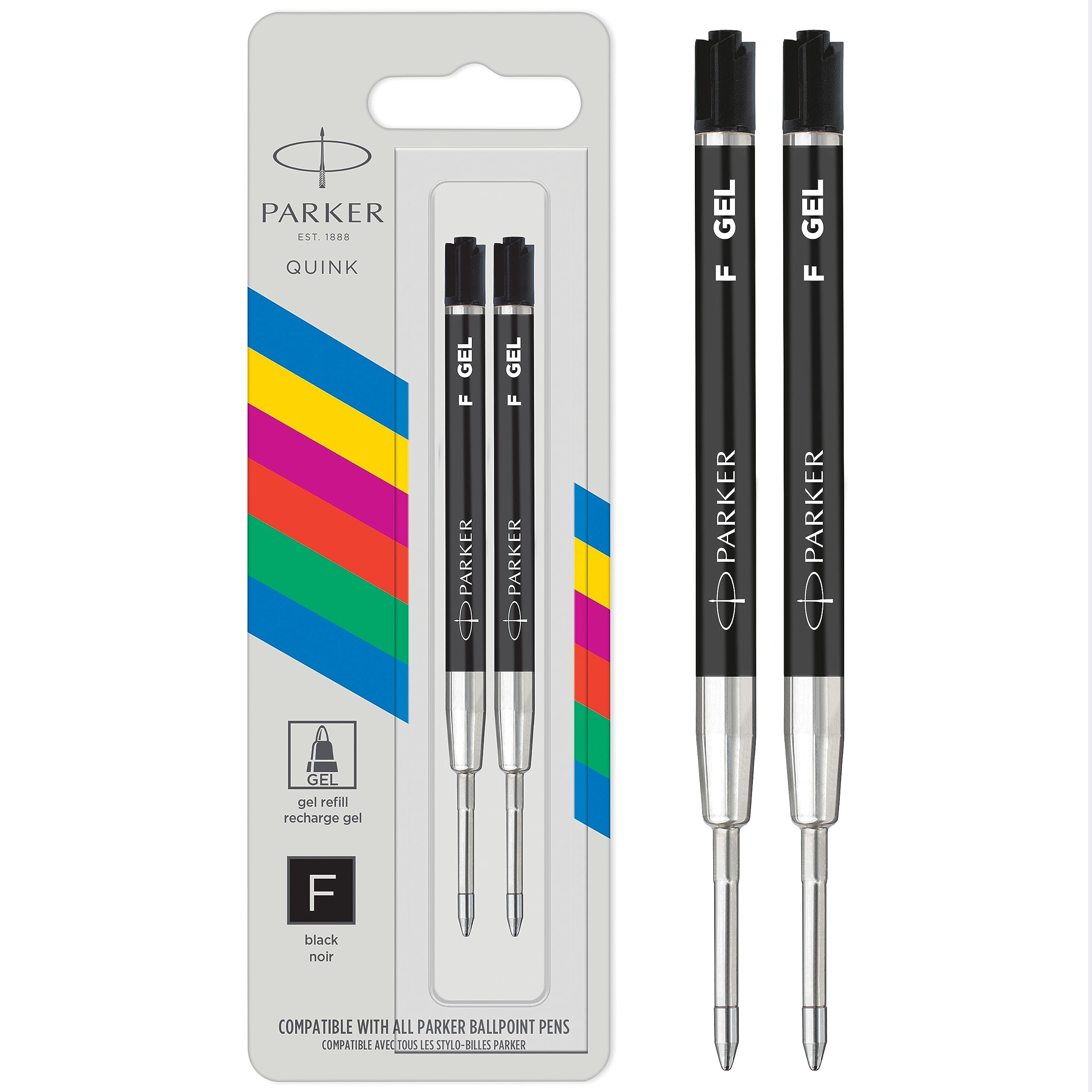 Parker Gel Pen Refill,Fine Tip (0.5mm), Black QUINK Ink, 2 Count