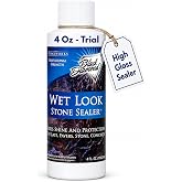 Wet Look Stone &amp; Concrete Sealer, High Gloss for Pavers &amp; Patios, 4oz Trial | Durable Long-Lasting Gloss Protection, Interior and Exterior, Pavers, Slate, Sandstone, Travertine, Flagstone