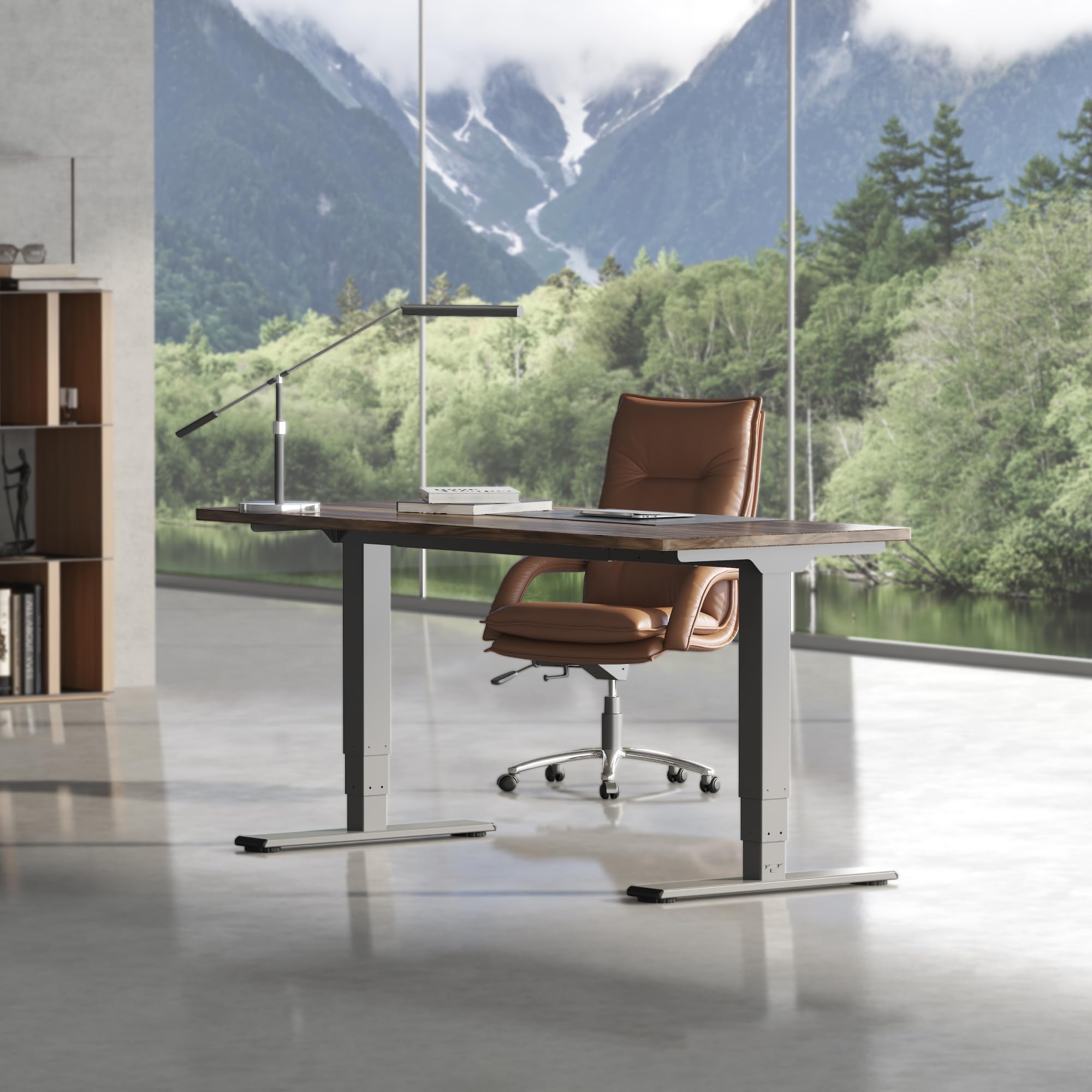 FLEXISPOT Elektrisch Höhenverstellbares Schreibtischgestell mit Dual-Motor & 3-stufigen Säulen, Sitz-Steh-Tisch Rahmen für Homeoffice & Büro, Höhenbereich 60–125 cm, Schwarz EC5-LITE 5