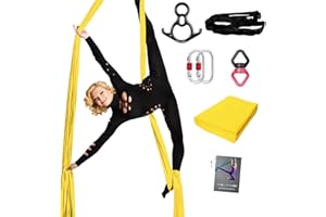 PRIOR FITNESS Aerial Silks Set, Professional Thicker Low Stretch Fabric 9/15/20 Yards Aerial Silk Swing Set with Hardware Guide, Yoga Starter Kit For Home, Aerial Yoga Hammock, Silks for Gymnastics, Antigravity Yoga, Inversion Exercise-All Levels