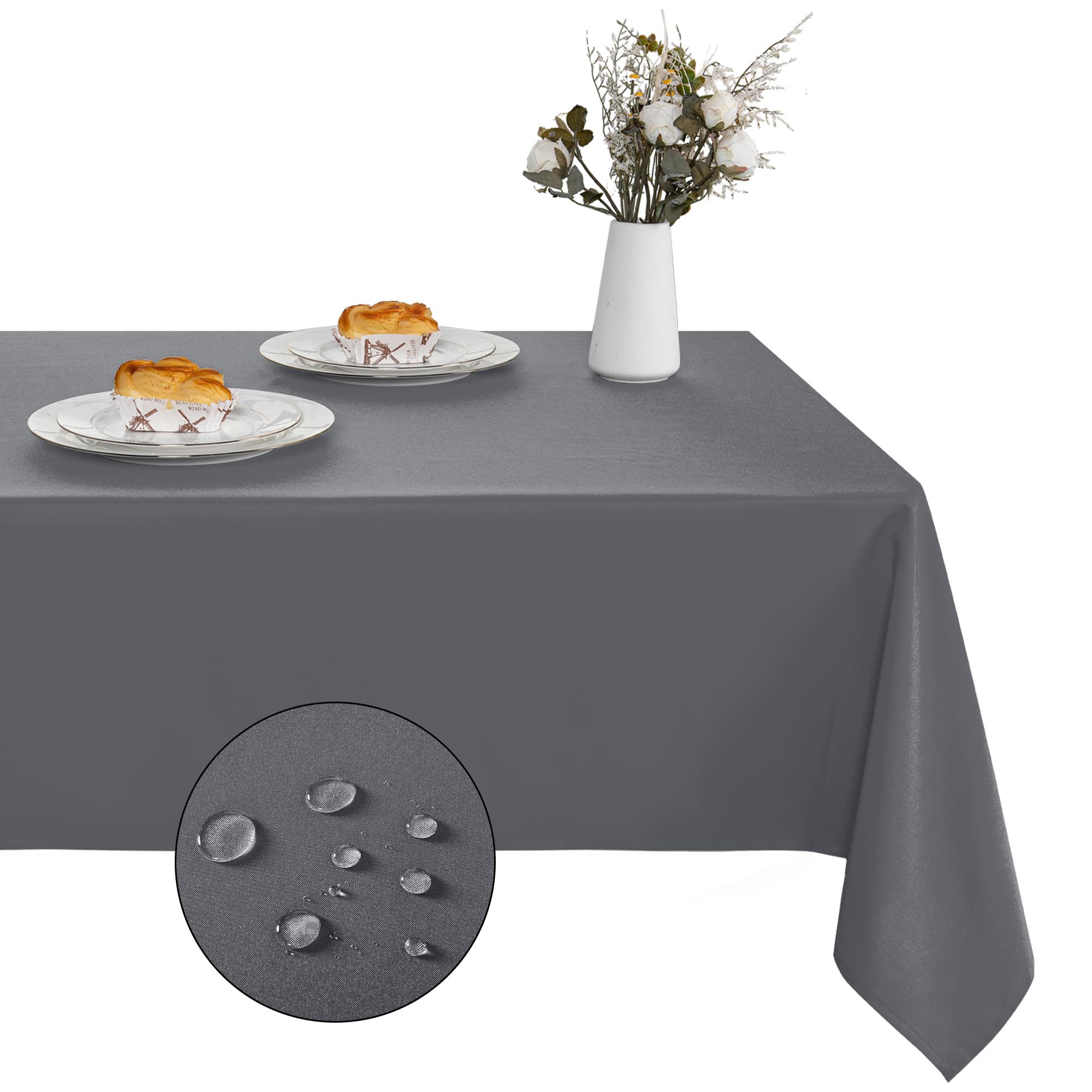XWZO Table Cloth Square Solid Table Cover Water Resistant Table Cloths Wipe Clean Tablecloth for Cafe, Restaurant, Buffet, Tabletop Party 140x140cm(55x55inches) Gray