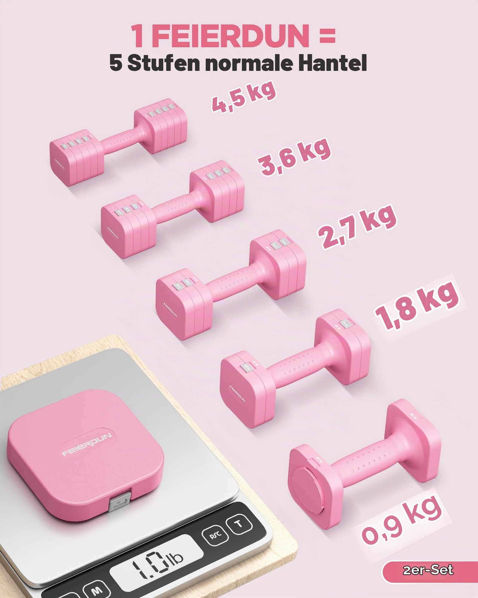 FEIERDUN Hanteln Verstellbar Set, 2 x 4,5kg I 2 x 2,7kg 2