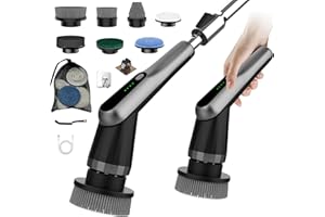 WKY-Electric Spin Scrubber - Upgraded 12-in-1 IPX7 Waterproof Shower Scrubber, Retractable Handle & 2-Speed for Toilet, Bathroom, Bathtub, Tile Floors