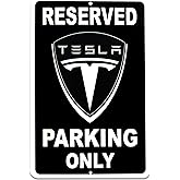 Tesla Parking Only Sign, 8x12 Aluminum, Reserved Parking Garage | Parking Decor and Gift for Men and Women &mdash; Garages, Walls, Doors, Poles, Fences, Gates
