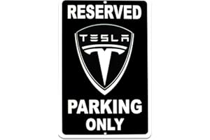 DIMARONGTON Tesla Parking Only Sign - 8x12 Aluminum Tesla Poster - Gifts for Tesla Owners - Tesla Garage Sign - Tesla Gifts for Men - Tesla Sign Parking