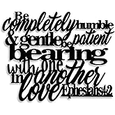 LIYOUYA Ephesians 4:2 Metal Wall Decor - Christian Inspirational Room Decor Black Wall Art Home Decor for Living Room, Bedroom, Dining Room (Black)