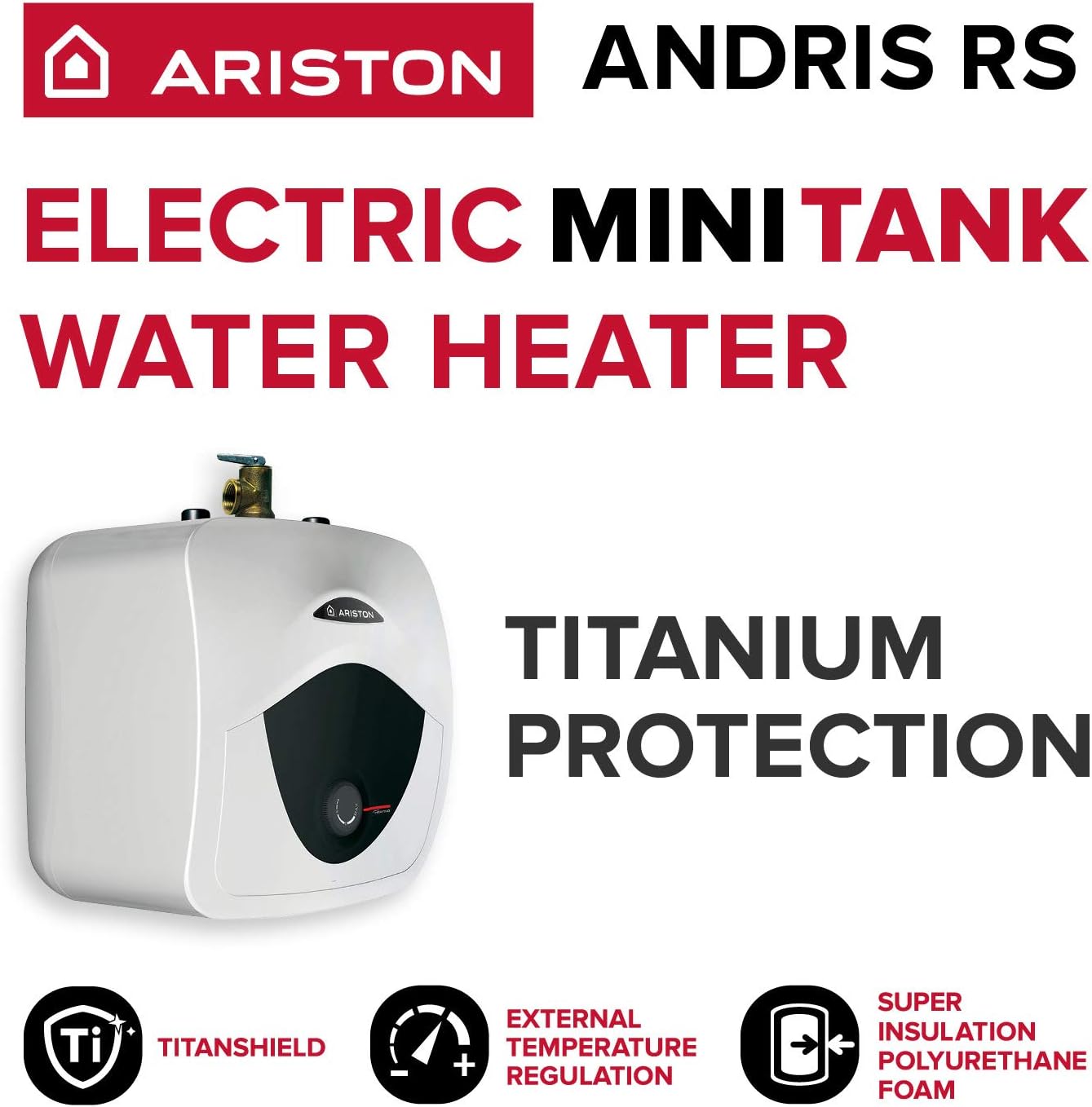 Ariston Andris 4 Gallon 6 Year 120-Volt Corded Point of Use Mini-Tank Electric Water Heater - - 