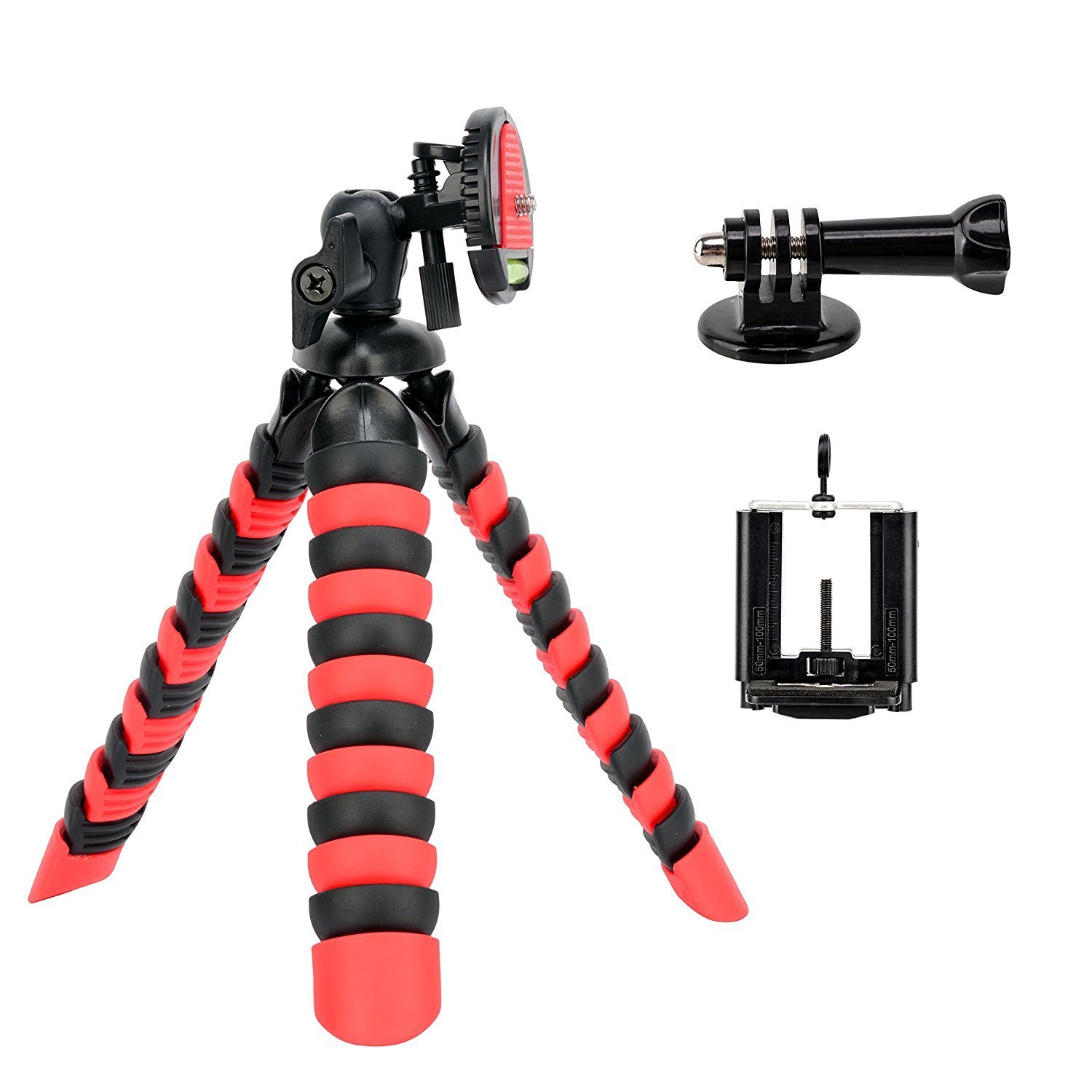 Tairoad Trípode flexible de 12 pulgadas con la pierna plegable y Smartphone libre y adaptador del montaje de Gopro El mejor trípode del recorrido (rojo + negro) …