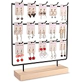 shidaishiye Earring Display Stand for Selling, Wood Earring Rack Tower Display Holder Stand (3 Tier,15 Hooks, Black)