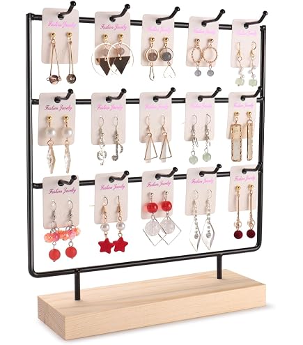 Lot De 12 Présentoirs Pour Boucles D’oreilles – Blanc Et Noir – 3 Tailles – Pour Vitrine, Photographie, Exposition – Barre En T Incluse - 3