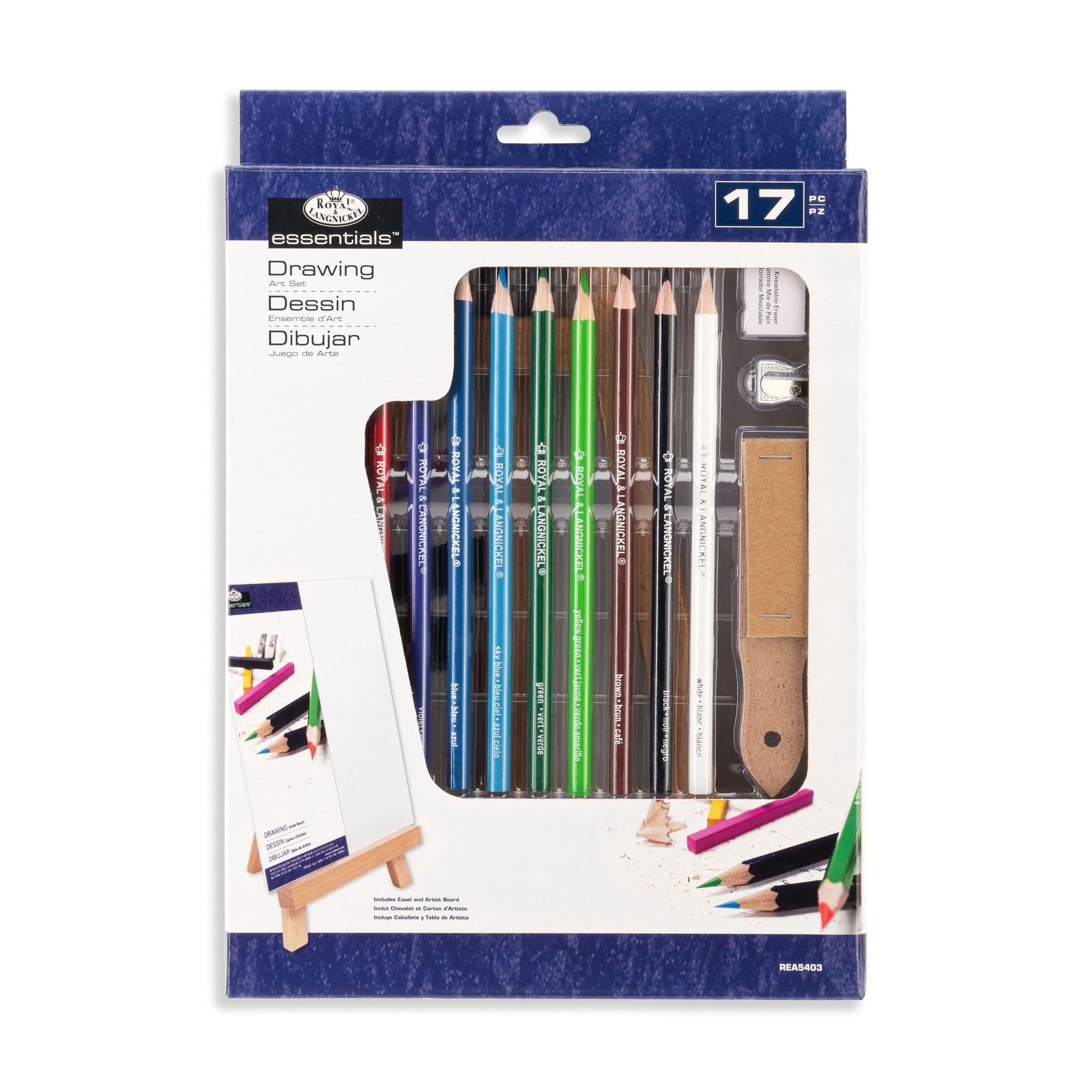 Royal & Langnickel 17 Piece Artist Colour Drawing Sketching Pencil & Easel Set