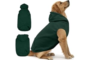 IECOii Dog Sweatshirt for Large Dogs, Hooded Fleece Vest with Leash Hole, XXXL Dogs Sweater for Giant Breed,Warm Polar Fleece Large Dog Hoodie for Fall Winter,Labrador,Doberman, Green, 3XL