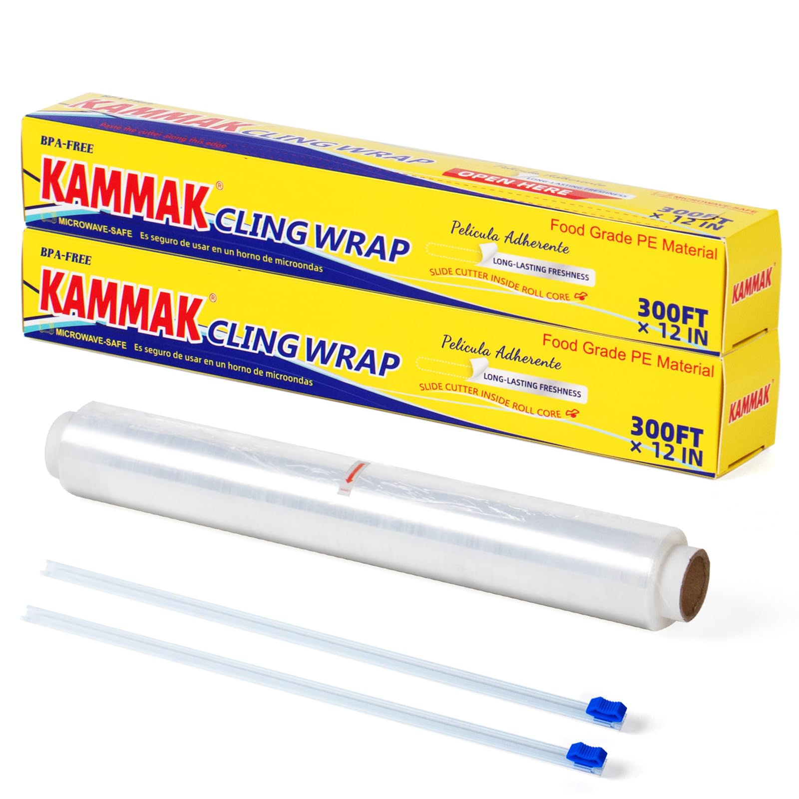 KAMMAK Plastic Wrap with Slide Cutter Food Cling