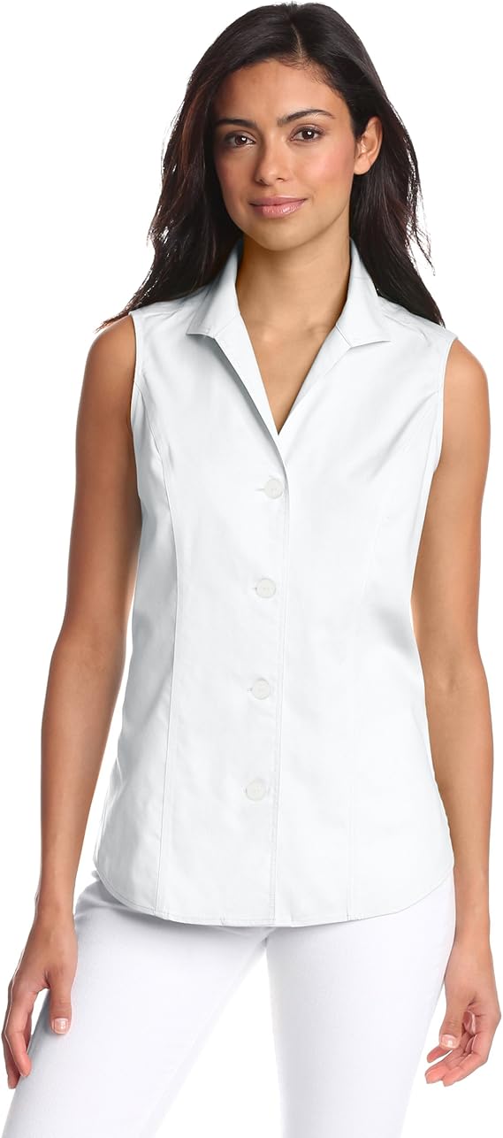 Foxcroft Women's Sleeveless Blouse, White, 4 at Amazon Women’s Clothing store