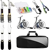 Telescopic Fishing Rod and Reel Combo, 2PCS Collapsible Fishing Pole with Spinning Reel Lures and Carrier Bag for Saltwater Freshwater Bass Fishing Gear