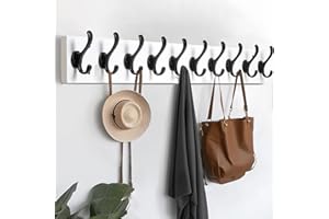 Tatub 38.6" White Coat Rack Wall Mount with 10 Hooks, Large Coat Hanger Wall Mount, Heavy Duty Rustic Entryway Organizer Hooks for Hanging, Hat, Bag, Jacket