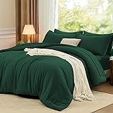 FUANNA King Size Comforter Sets Emerald Green, 7 Pieces Soft Bedding Set, All Season Lightweight Bed in a Bag with Comforter, Flat Sheet, Fitted Sheet, Pillowcases & Shams