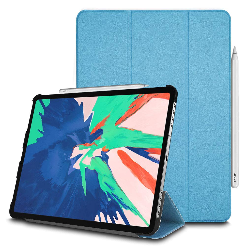 TECHGEAR Smart Case fits New Apple iPad Pro 11 2018, [Apple Pencil Compatible] Smart Case Tri-fold Stand Cover with Corner Protection [Auto Wake/Sleep] for iPad Pro 11 Inch 2018 ONLY - Light Blue