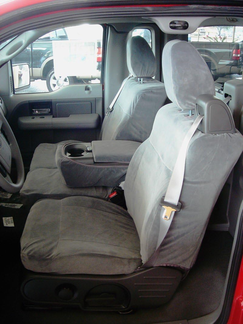 Exact Seat Covers, FD9 F369/F366 V7, 2004-2008 Ford F150 XLT XCab Front and Back Set Custom Exact Fit Seat Covers, Gray Velour