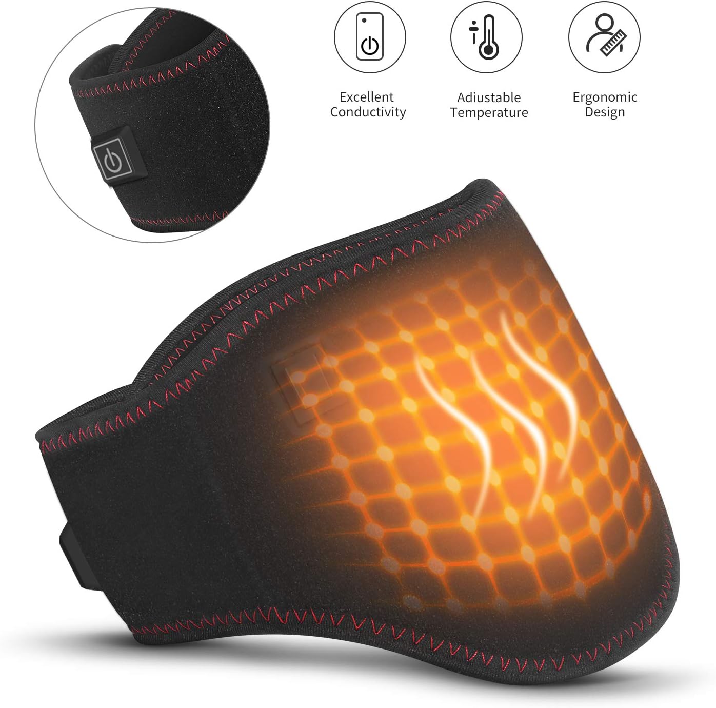 Neck Support Brace - LEMEBO Heating Neck with Adjustable Temperature and USB Cord-Heated Electric Pain Therapy and Relief for Sore Neck(Black)