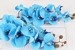 ICBOX Blue Orchids Artificial Flowers 6 PCS Fake