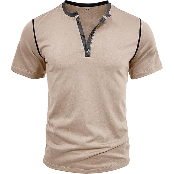 Olidarua Mens Casual Short Sleeve Henley Shirts Fashion Button T Shirts With Pocket At