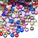 CABODYALS 240Pcs Flatback Acrylic Rhinestone Colorful Reticulated Circle Jewel Crystals Multicolor Flat Back Plated Half Round Cabochons Rhinestones for Jewelry Making Shoes Hats Hairband Decoration