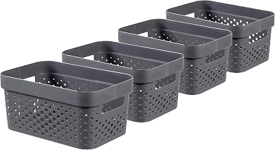 CURVER Infinity Dots Rectangular Storage Boxes Set of 4 4.5 L Grey