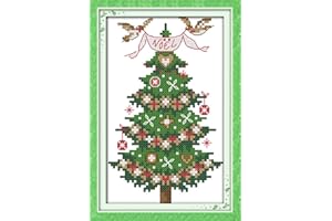 CaptainCrafts New Cross Stitch Kits Patterns Embroidery Kit - Christmas Tree (Stamped)