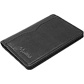 RFID Blocking Slim Wallet for Men | Thin Bifold Credit Card Holder Wallet | Mens Wallet Slim Business Card Case | Minimalist Front Pocket wallet with Gift Box (Genuine Full Grain Smooth Leather)