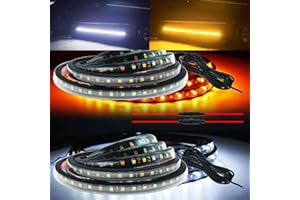 2Pcs Truck LED Running Board Lights,3-in-1 Fuctions White Running Light/Welcome Light/Sequential Amber Turn Signal Light 60 I