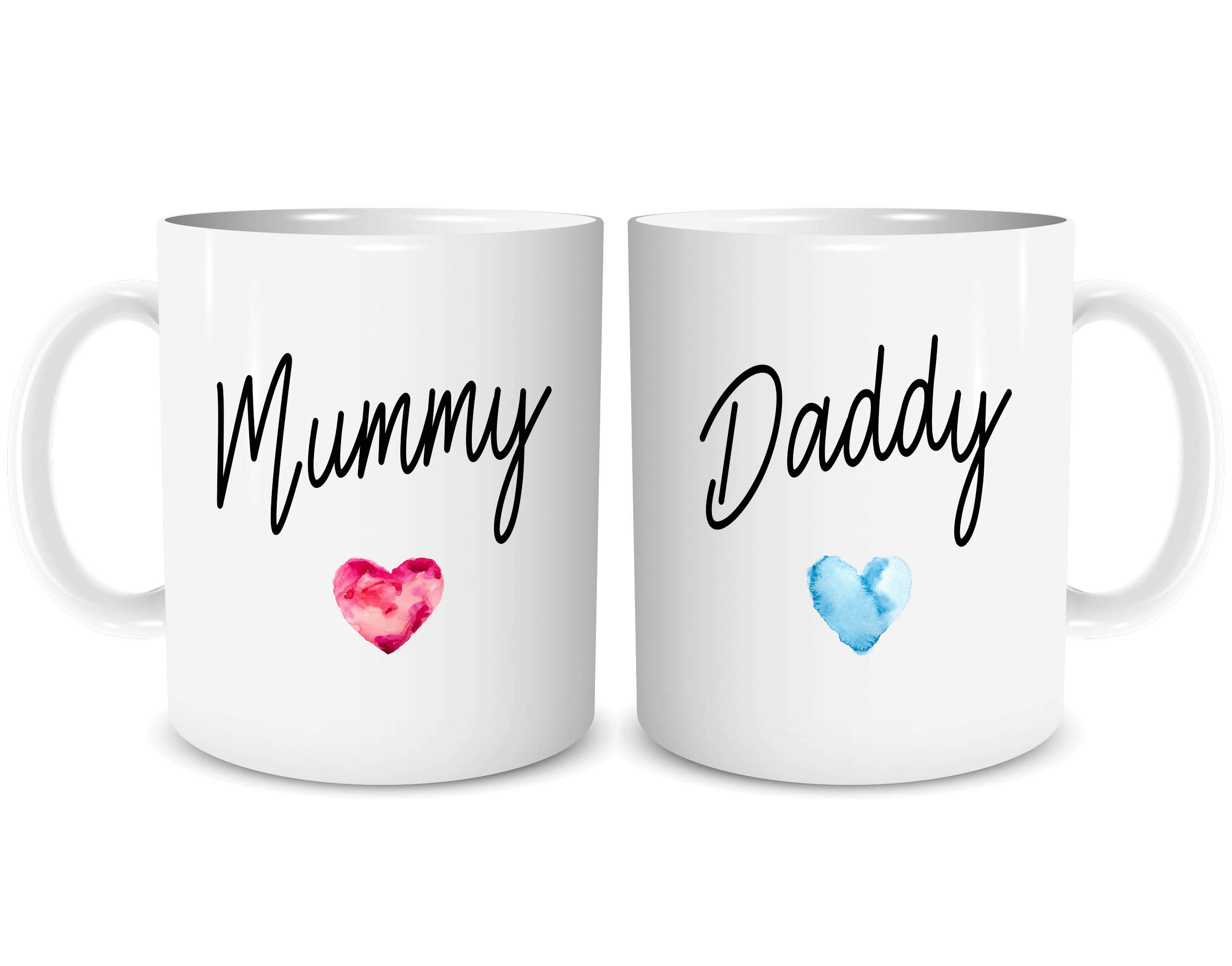 Set of 2 Mugs Mummy & Daddy Couples Coffee Mug Baby Shower Gift Present Cup WSDMUG2055