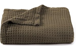 Kloovete 36” X 40” Inches Cooling Baby Waffle Weave Blanket, Ultra-Soft Lightweight Receiving Blanket for Newborn, Breathable Comfortable Baby Swaddle Blanket for Boys and Girls(Olive)