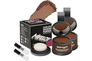 Mifeloy 2 Pack Root Cover Up Powder, Medium Brown - Long-lasting Gray Hair Root Concealer for Hairline, Beard Line, Eyebrow, Instantly Covers Thinning Grays, Touch Up Hair Color for Travel