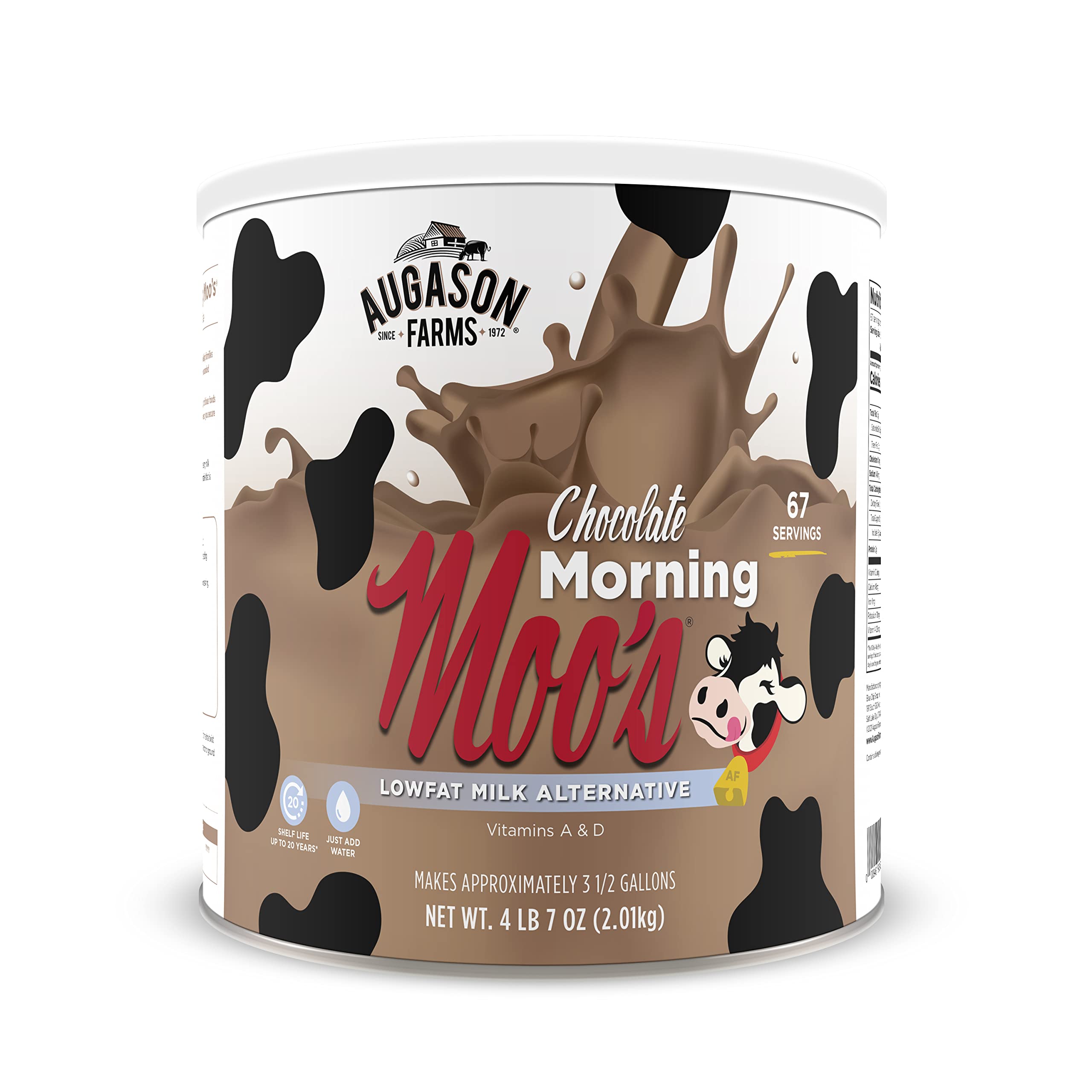 Photo 1 of *4/14/2045* Augason Farms Morning Moo's Chocolate Low Fat Milk Alternative Can, Emergency Food Supply, Everyday Meals, 67 Servings