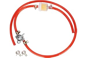 MTATCN Inline Fuel Petcock Gasoline Filter Tubing Set with Clamps for 50cc 70cc 110cc 125cc 150cc 250cc Baja BA150 ATV 4 Wheeler Gas Scooter Mini Bike Dirt Bike Go Kart Red