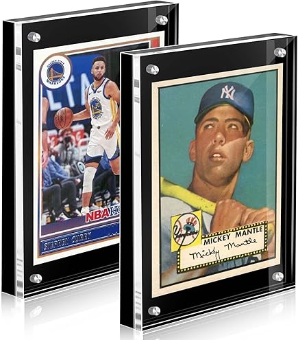 Trading Card Display Frame - Single Card Red Mat Black Frame For 2.5x3.5 Cards