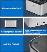 SSK Aluminum USB 3.0 Dual Bay SATA HDD Docking Station Offline Clone Reader view 6