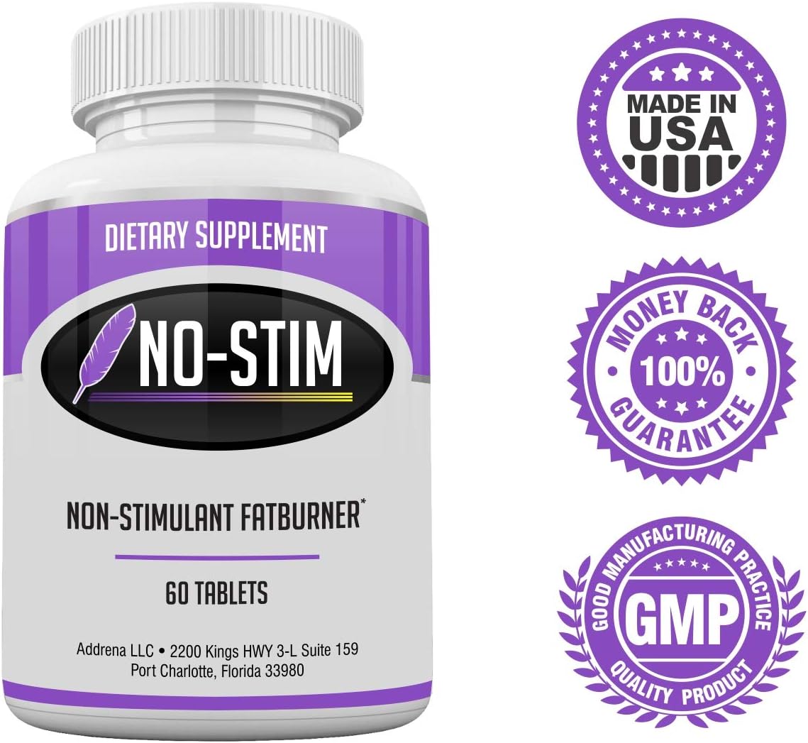 No-Stim Non Stimulant Fat Burner Diet Pills That Work- Appetite Suppressant & Best Caffeine Free Weight Loss Supplement- Natural Thermogenic Fat Loss Pill- 60 Tablets: Health & Personal Care