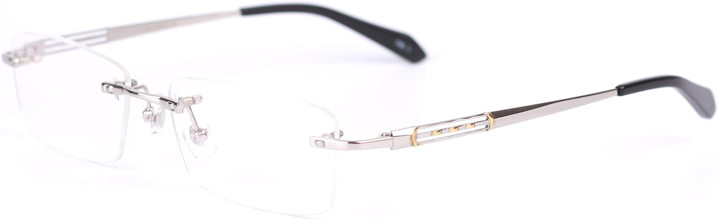 JIEMA Men Titanium Eyeglass Frames Rimless Business Optical Frame Clear Lens (SILVER, 56)