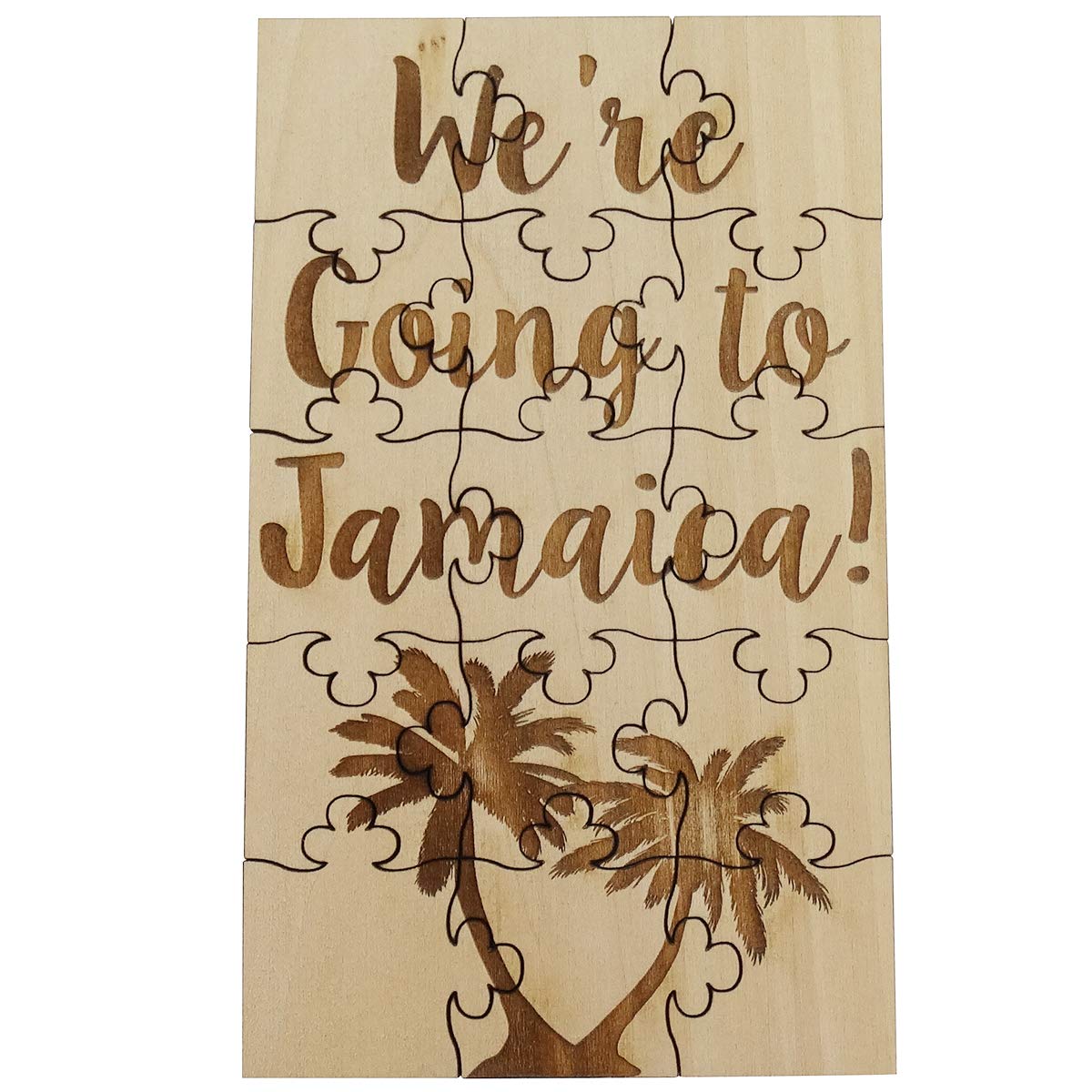 We're Going to Jamaica - 15 Piece Basswood Jigsaw Puzzle, Surprise Jamaican Vacation Trip Reveal — image 1