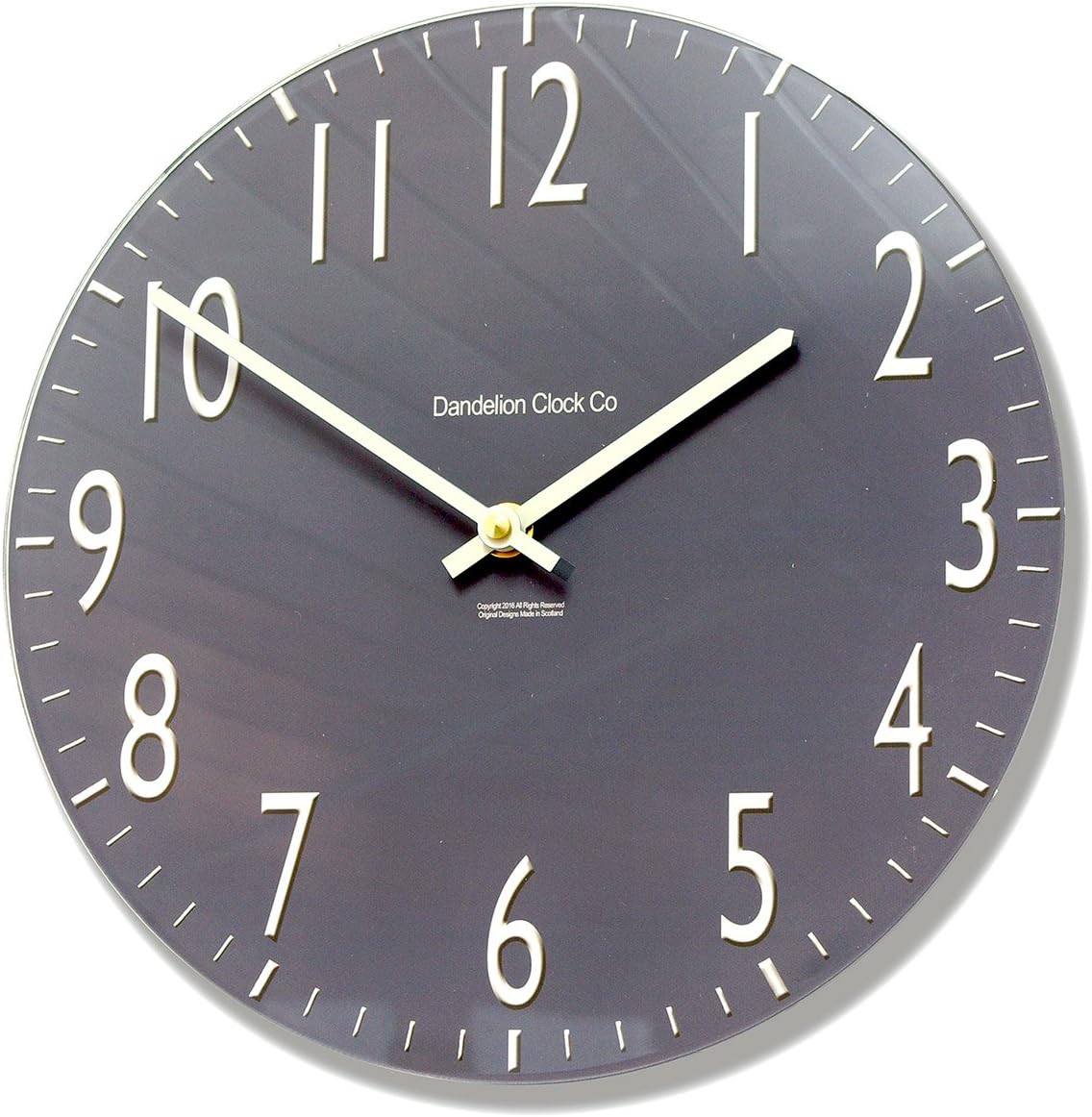 Slate Grey and Cream Acrylic Glass Medium 25cm Kitchen Wall Clock